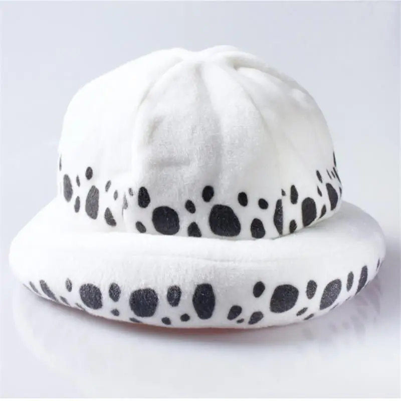Anime Trafalgar Law Hat Cosplay Costumes Unisex White Spot Plush Cap Accessories Prop Collection Gift Halloween 4