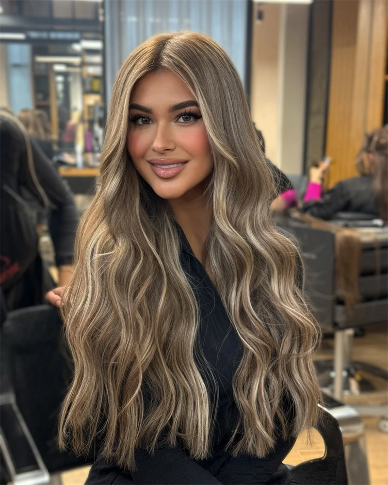 Dark Ash Blonde with Blonde Highlights Remy Human Hair 13x4 Lace