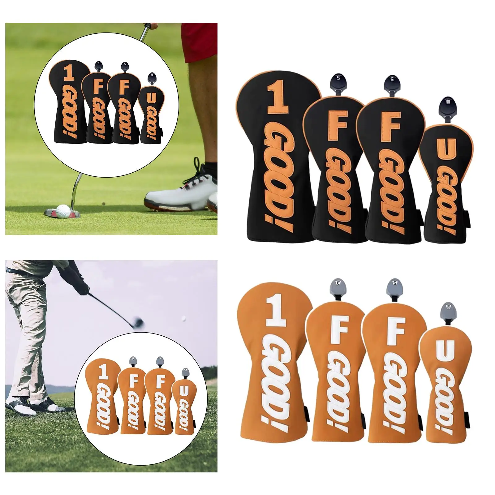 

4Pcs Wood Head Covers Transport Protection Long Neck Golf Driver Head Covers Wood Headcover Golf Club Covers Protective Guard