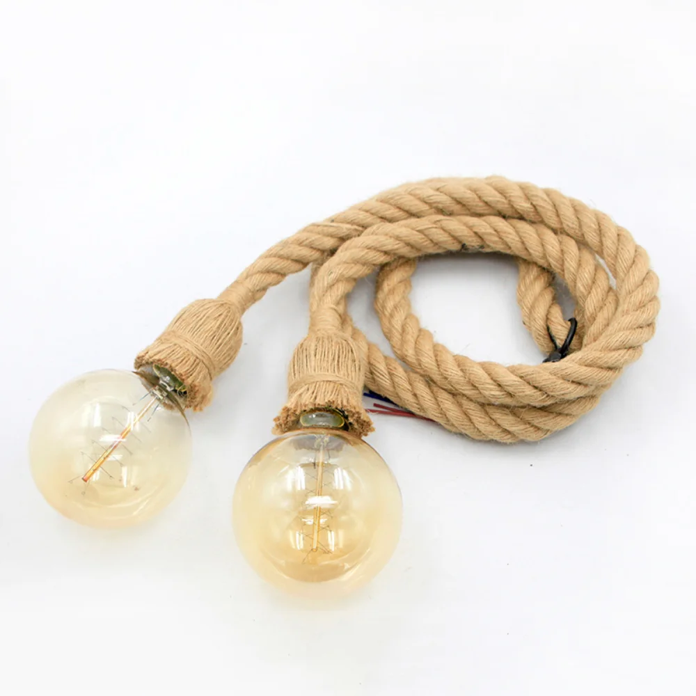 Edison E27 Vintage Chandelier Lamp American Retro Hemp Rope Pendant Light Industrial Hanging Lamps Creative Loft Home Decor