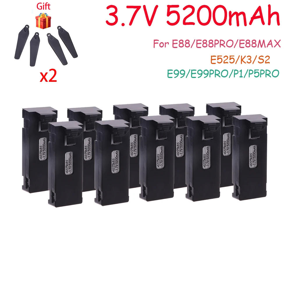 แบตเตอรี่โดรน 3.7V 5200mAh สำหรับ E88/E99/Mini Drone