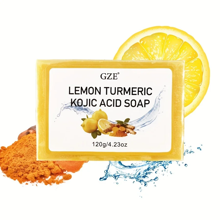 GZE Body Restore Lemon Turmeric Kojic Acid Soap, with Shea Butter, For Face Dark Spots, Body, Rejuvenating, Exfoliating 6