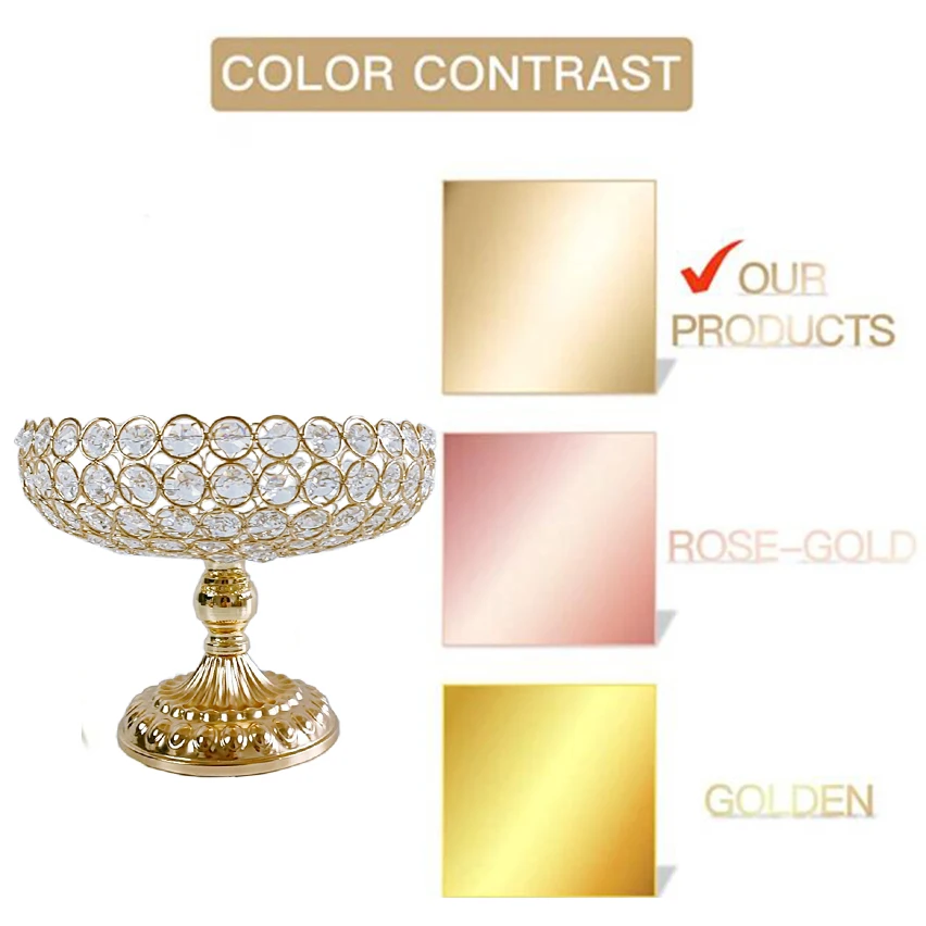 1pcs Crystal Fruit Gold Living Room Fruit Decoration Plate Wedding Cake Stand Golden Wedding Centerpieces For Tables Dining
