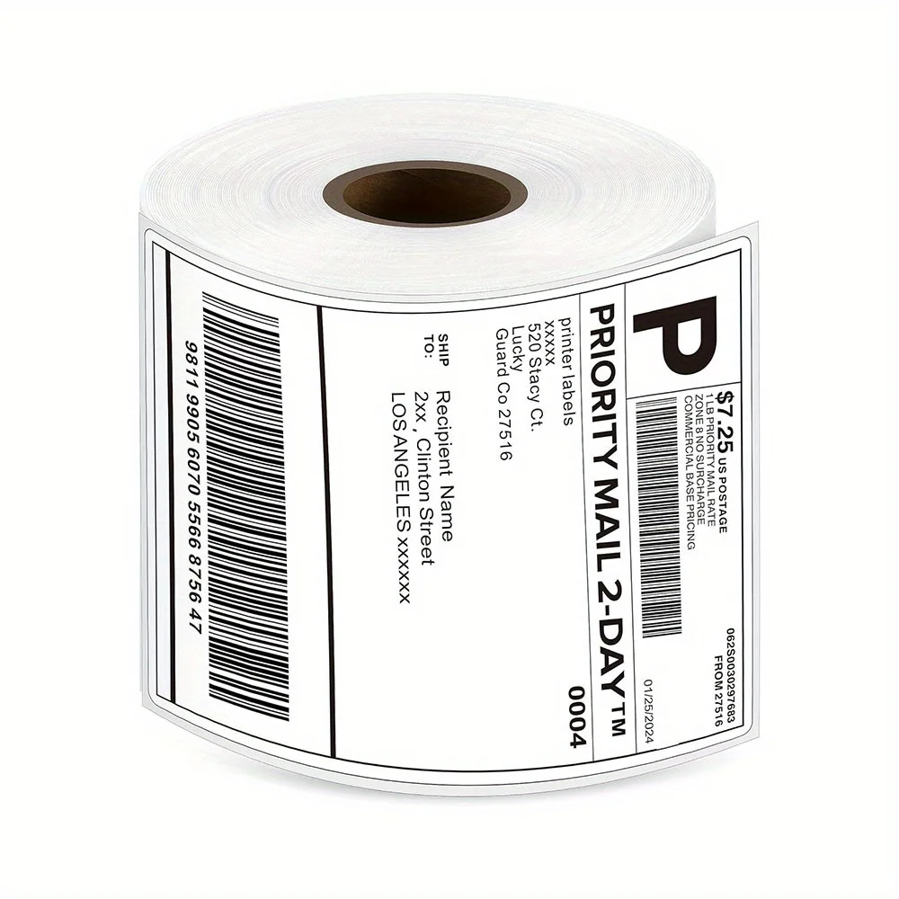 High-Strength 4x6 Inch Direct Thermal Shipping Labels - Water & Grease Resistant, 350/500 Roll