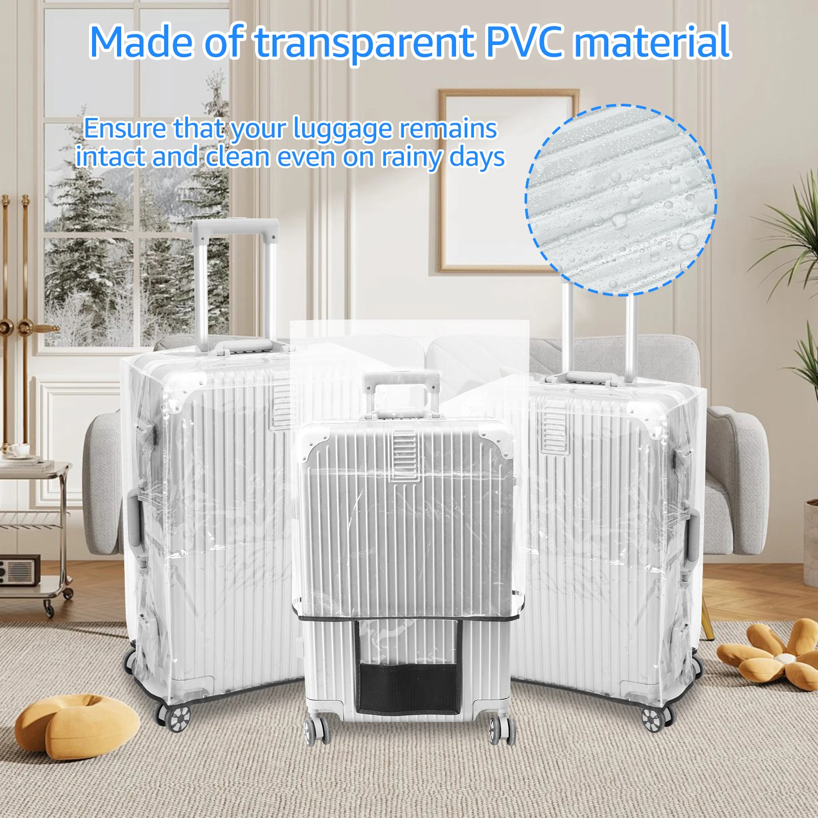 3Pcs Transparent Luggage Protector Covers PVC Dustproof Suitcase Covers 3 Size Anti Scratch Waterproof Luggage Cover for Travel