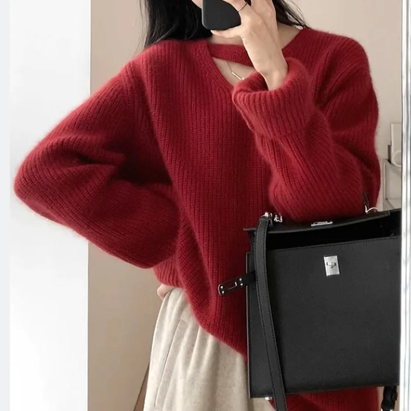 Women Long Sleeve Loose Pullover Sweater Autumn Winter