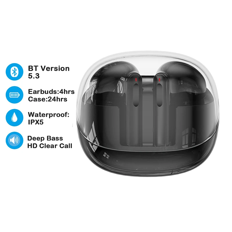 

Наушники-вкладыши Bluetooth 5,3, настоящие беспроводные наушники, сенсорное управление, шумоподавление, водонепроницаемая Спортивная гарнитура с микрофоном