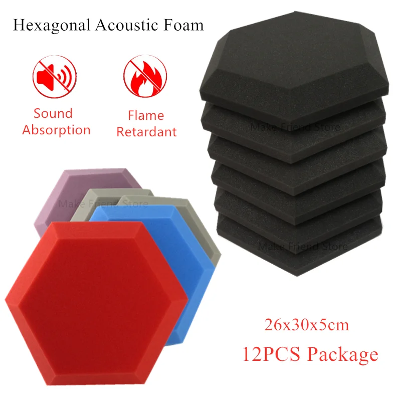 Mousse acoustique hexagonale, éponge de protection insonorisante, panneau  de traitement inconnu acoustique, arrangà haute densité, 12 pièces -  AliExpress
