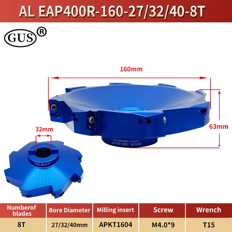 EAP 400R BAP400R 40 50 63 80 100 125 160 90 ° 알루미늄 합금 밀링 커터 헤드 삽입형 APKT1604 CNC FMB 공구 홀더 선반용