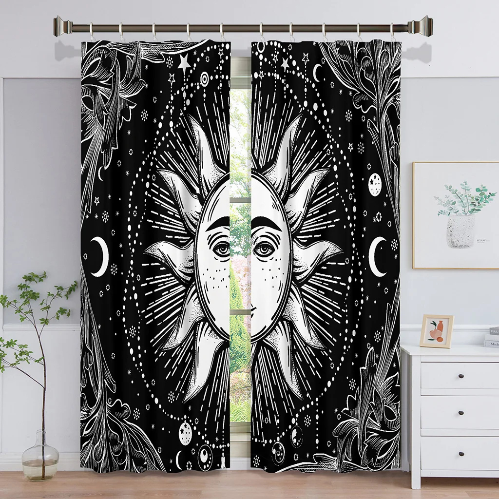 

Thick 2Pieces 90% Shading Tarot Mancha Spiritual Luxury Blackout Window Curtains For Bedroom Living Room Bathroom Kicthen Door
