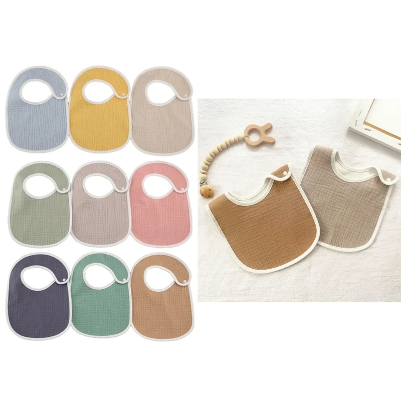 

3pc Newborn Baby Bibs Cotton Infant Feeding Bib Comfortable Saliva Towel Solid Drop shipping