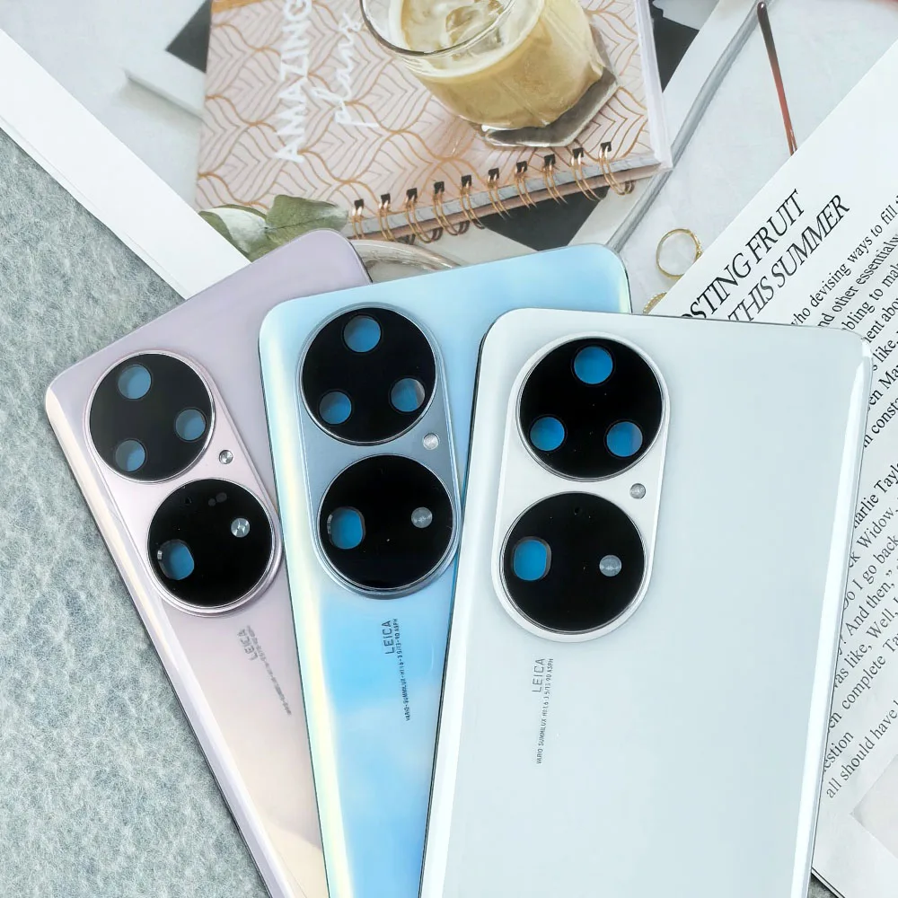 화웨이 P50 Pro/P50 ABR-AL00 5G 배터리 커버 후면 도어 하우징 패널 수리 부품 및 카메라 렌즈 프레임용 오리지널 백 글래스