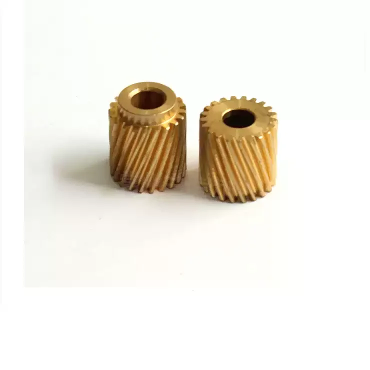 2개 0.5 모듈 21T 황동 헬리컬 기어, 5mm 보어, 45 ° 헬릭스 앵글, 좌측 및 우측 사용 가능, 모터 구동 변속기용