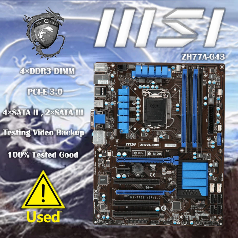 Msi-motherboard Original Usado Zh77a-g43 Ddr3 Lga 1155 para i3 i5 i7 Cpu 32gb Usb 3.0 Sata3 H77