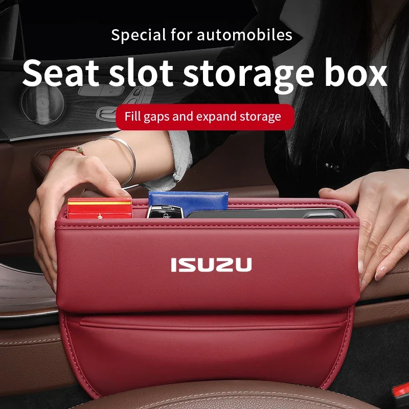 ISUZU D-MAX V-CROSS Mu-X TAGA용 가죽 카시트, 갭 틈새 슬롯 보관함, 정리함 자동차 인테리어 액세서리