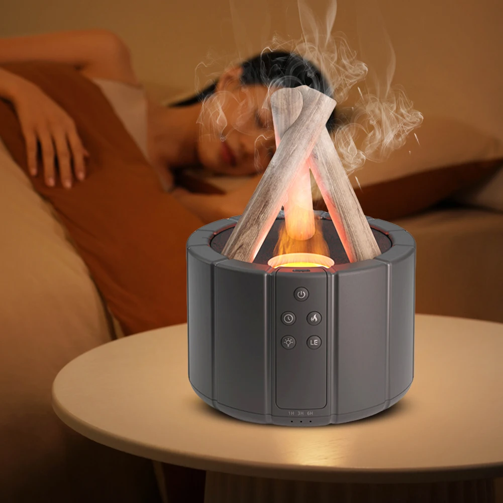 250ml Ultrasonic Aroma Diffuser Auto Shut-Off Cool Mist Humidifier Night Light Simulated Campfire Diffuser with Remote Control