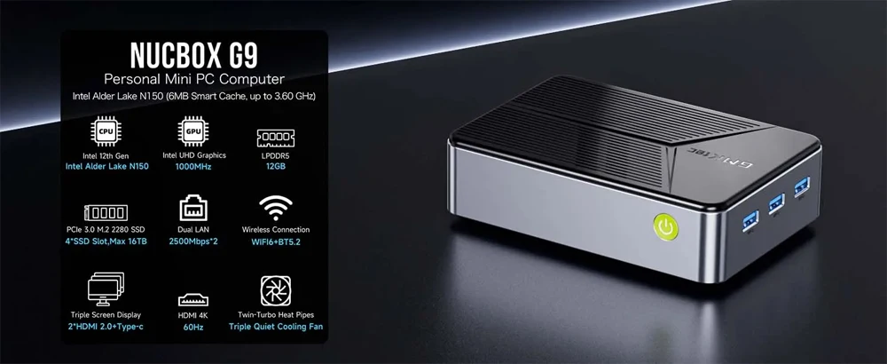 GMKtec Nucbox G9 MINI PC Intel N150 Mini NAS Win 11 LPDDR5 M.2