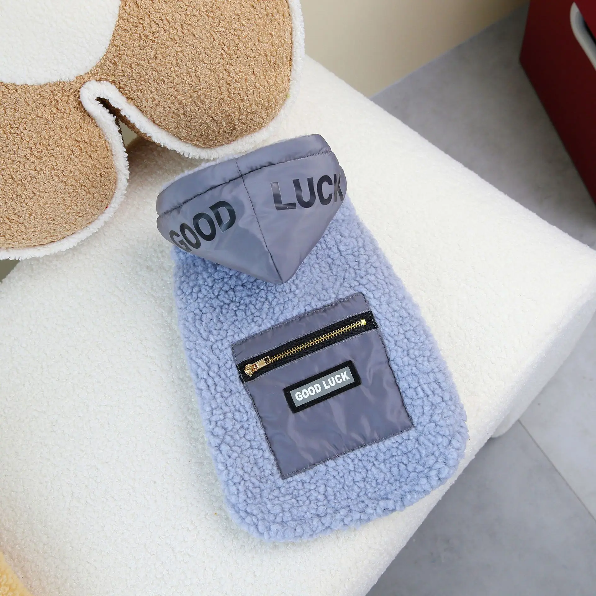 Brilliant Doggie Jacket Soft Wool Lamb Puppy Vest Warm Winter Coat Vestiti Con Cappuccio Per Teddy Yorkshire Terrier Pet Puppy