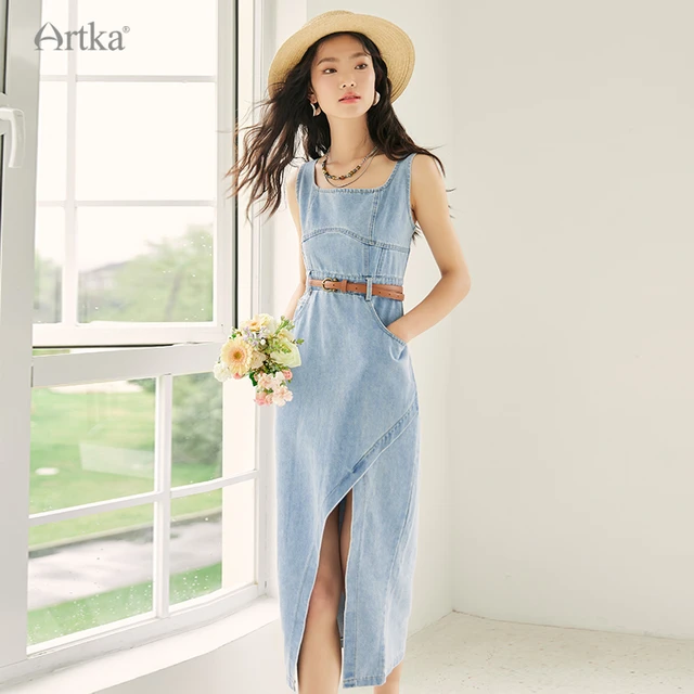 Women Fashion A-line Mini Denim Dress Summer Single-Breasted Short Puff  Sleeve Floral Split Jean Short Dresses Female - AliExpress