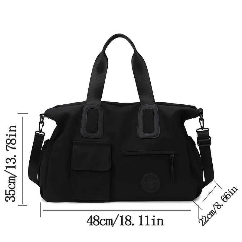 Large Capacity Women's Travel Handbag Multiple Pockets Nylon Travel Sports Shoulder Bag For Women