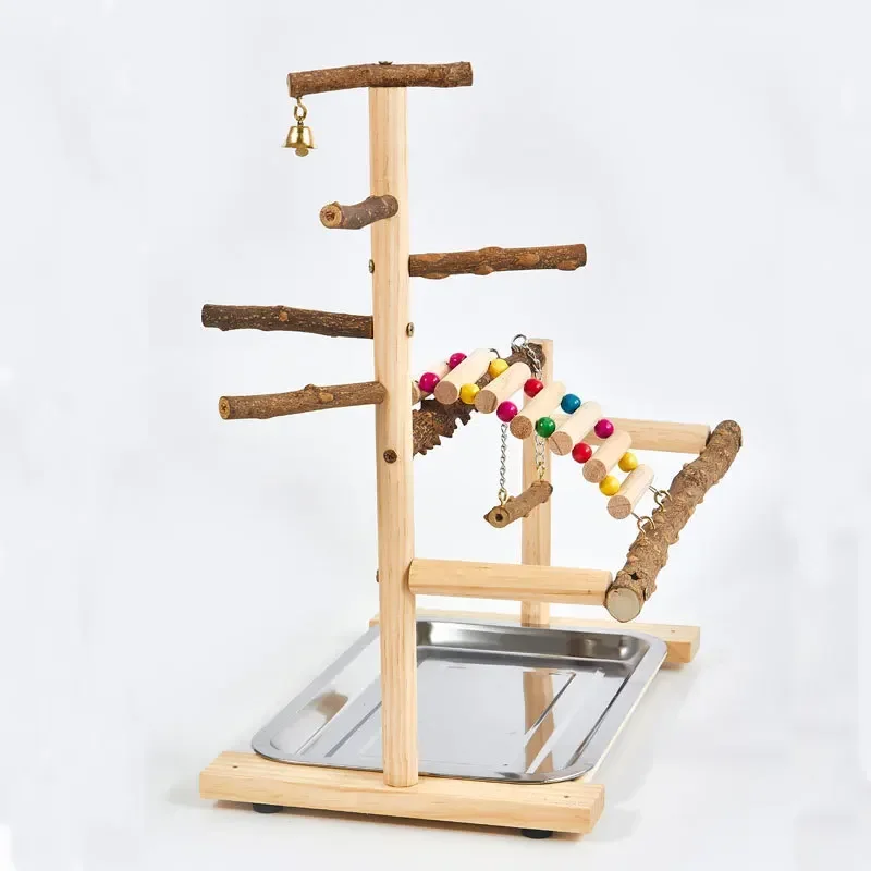 Parrot Interactive Amusement Park Parrot Training Solid Wood Station Stand Pole Bird Supplies Bird Rack Stand Stick