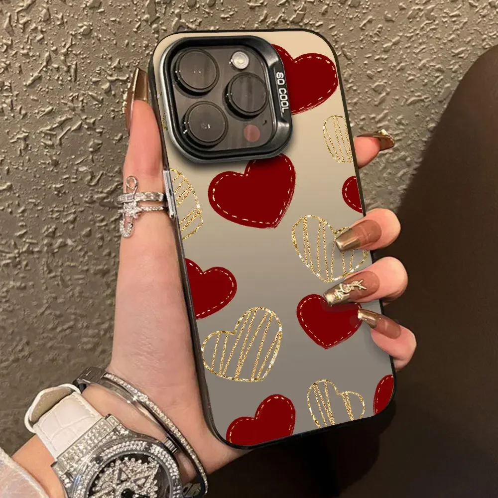 Red Love Heart Luxury Silver IMD Phone Case Cover s