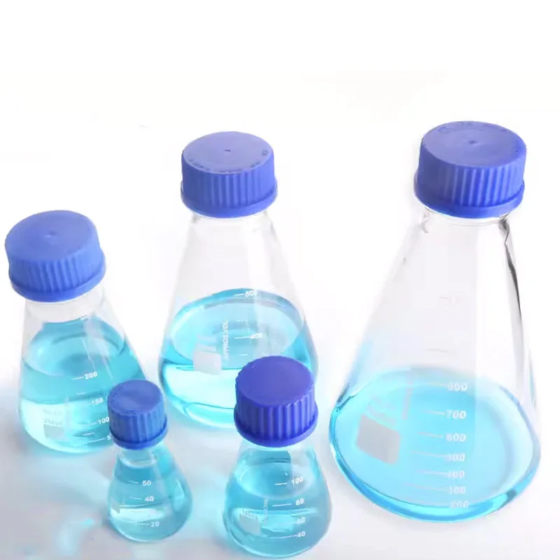 50-1000ml Borosilicate Glass Conical Flasks with screw tops Laboratory Triangular Flasks Chemical Reagent Bottles