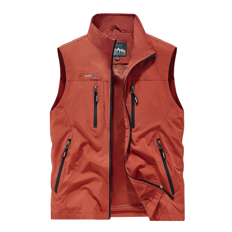 Veste utilitaire pêche photographie multi-poches pour homme, taille large et coupe décontractée