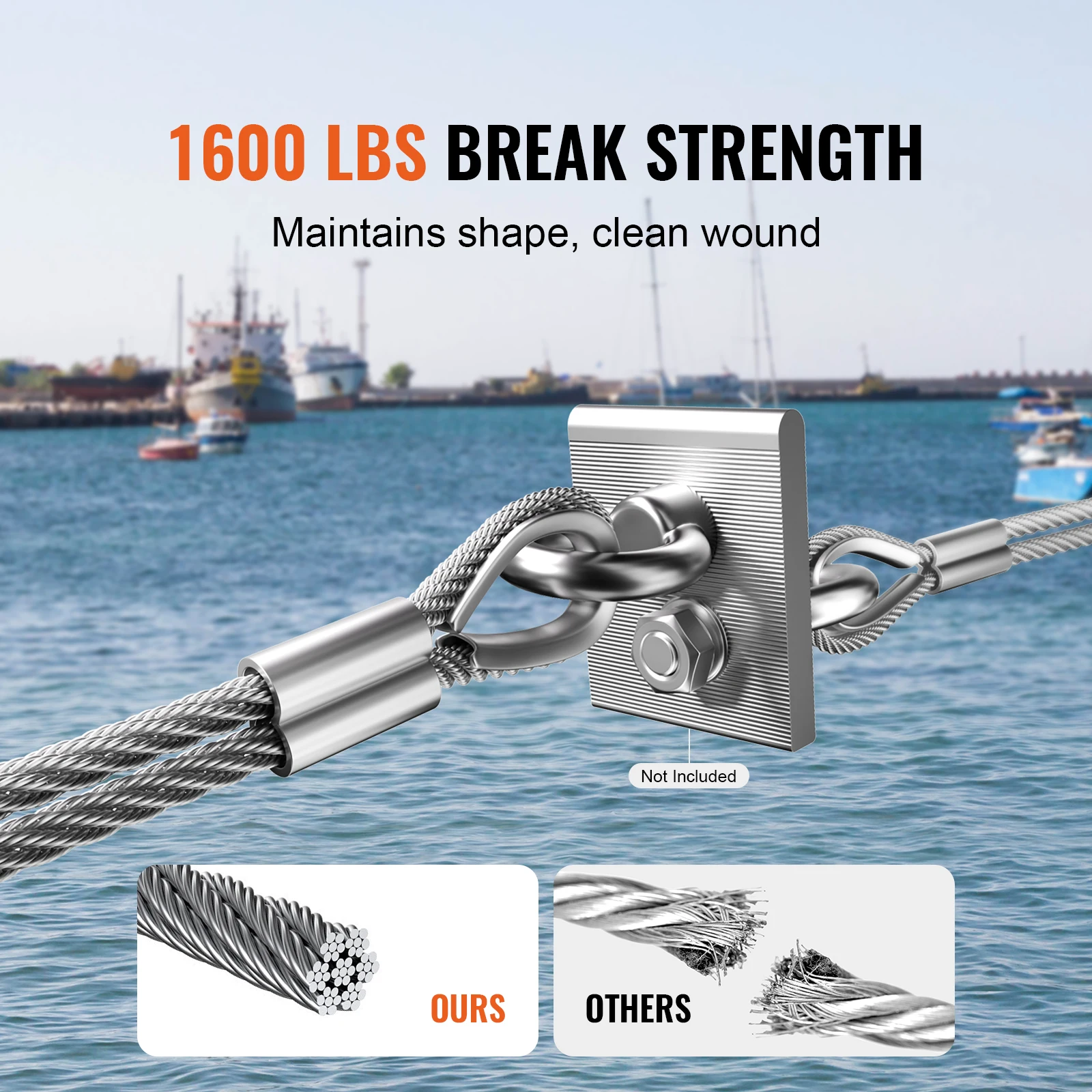 1/8" 100 ft Wire Rope Kit 316 Stainless Steel Cable 7x7 Strands Marine Aircraft Grade for Handrail Stair Decking Fence SucceBuy stainless steel cable rope kits