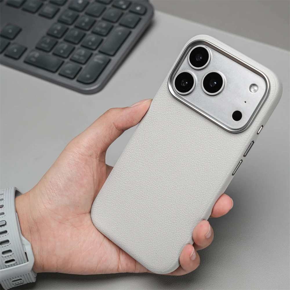 Luxurious PU Leather Magnetic Phone Case with Alloy Lens Cover & Camera Protection