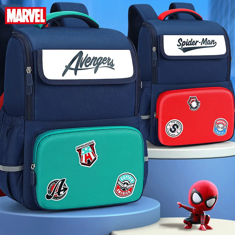 Genuine Disney New School Bags For Boys Grade 1-4 Primary Student Shoulder Orthopedic Backpack Iron Spider Man Captain Mochilas
