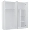 Large Wardrobe Closet with Storage Shelves, 4 Door Armoires Wardrobe with 5 Shelves and 2 Hanging Rails Children's Wardrobes 5