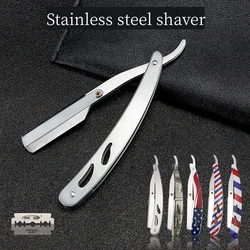 Men's Stainless Steel Razor Folding Shaver Holder Barber Shop Household Beard Styling Tool Hairdressing Eyebrow Trimmer Y0620