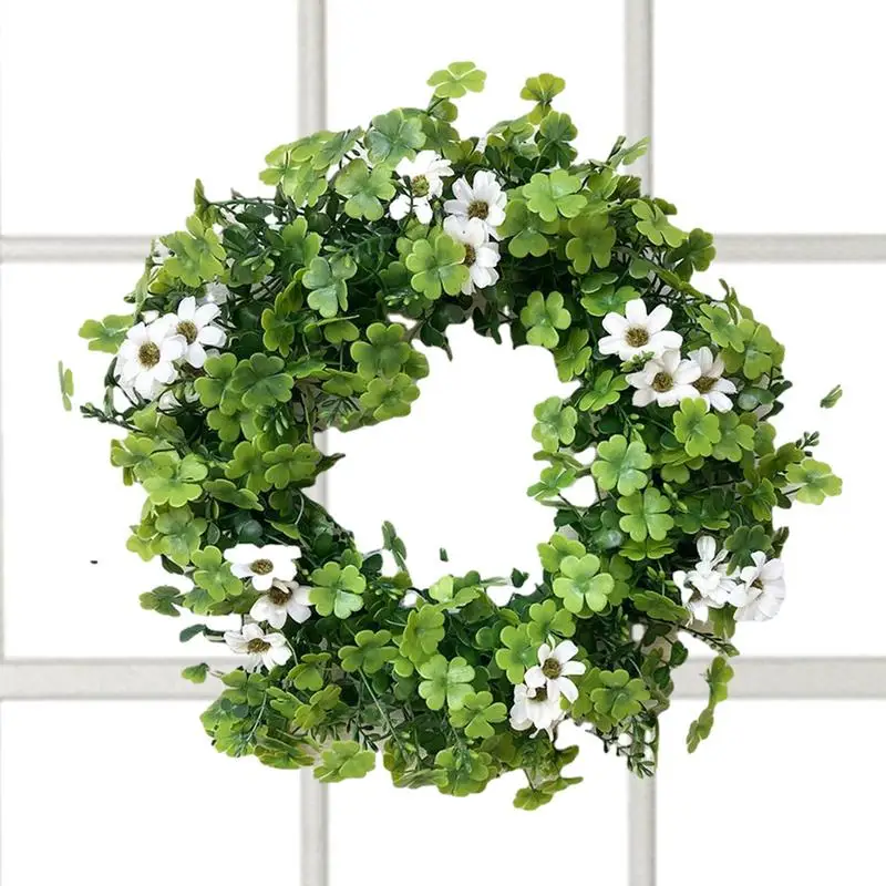 

Green Wreath Artificial Shamrock Wreath Home Wall Decor Farmhouse Window Door Hangings Artificial Greenery Hanging Wreath