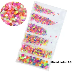 Vibrant Glitter Crystal Neon Nail Art Accessories - Assorted Sizes (Mixed color AB)