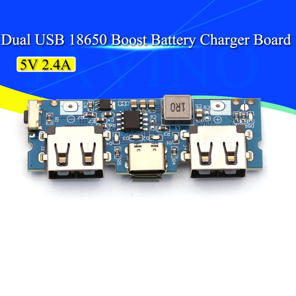 마이크로 타입 C 듀얼 USB 18650 부스트 배터리 충전기 보드, 휴대 전화 DIY용 보조베터리 액세서리, 5V 2.4A