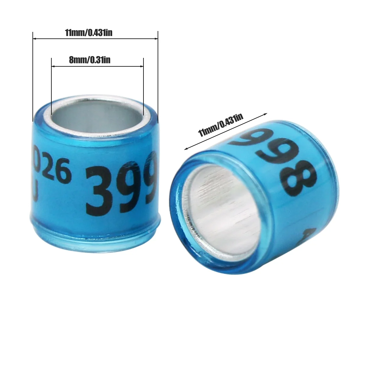 50 Pcs 2026 Pigeon Foot Ring 8mm Aluminum Plastic with Numbers Multicolor Bird Supplies Training Tool bird foot rings bird leg rings bird rings