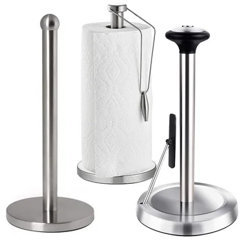Countertop Black Paper Towel Holder Kitchen and Bathroom Paper Roll Holder No-Installation 1