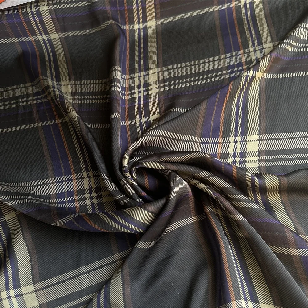 

1 метр 100% шелк тутового шелкопряда 13 momme жоржет шелковая ткань кофейный клетчатый принт 138 см 54 дюйма в ширину двор JJ618