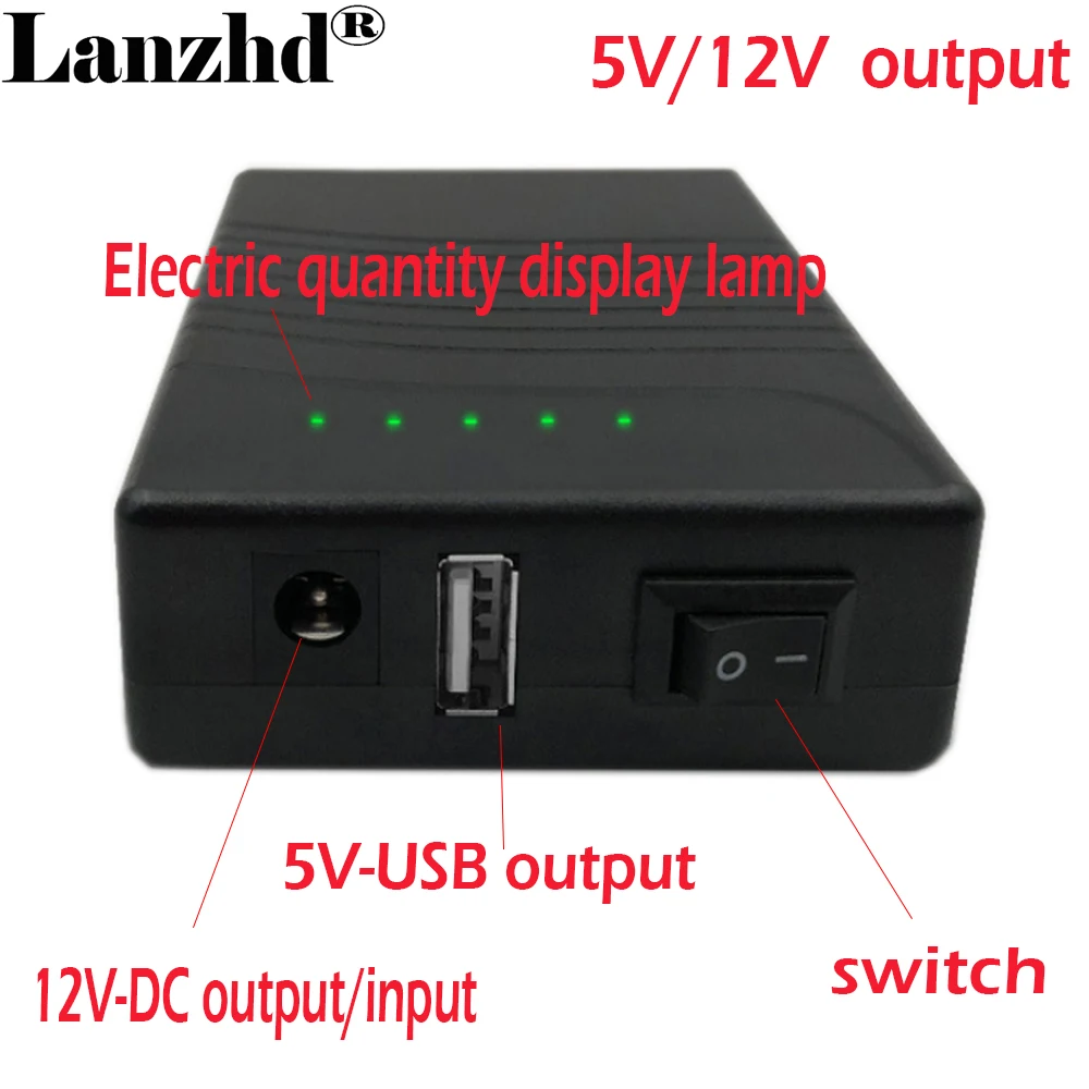Lítio li Ion Bateria Bloco 3s1p dc 12v e Usb 5v Energia Móvel com 5521 Cabo e Carregador 2023 Novo 5v 12v 18650 3400mah