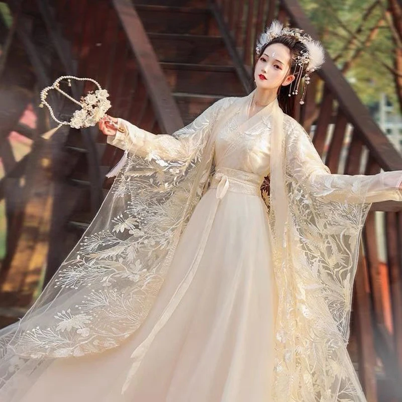 2022 Hanfu Hui Original Hanfu Female Ancient Costume Summer Dress Lace Embroidery Super Fairy Chinese Traditional Costume