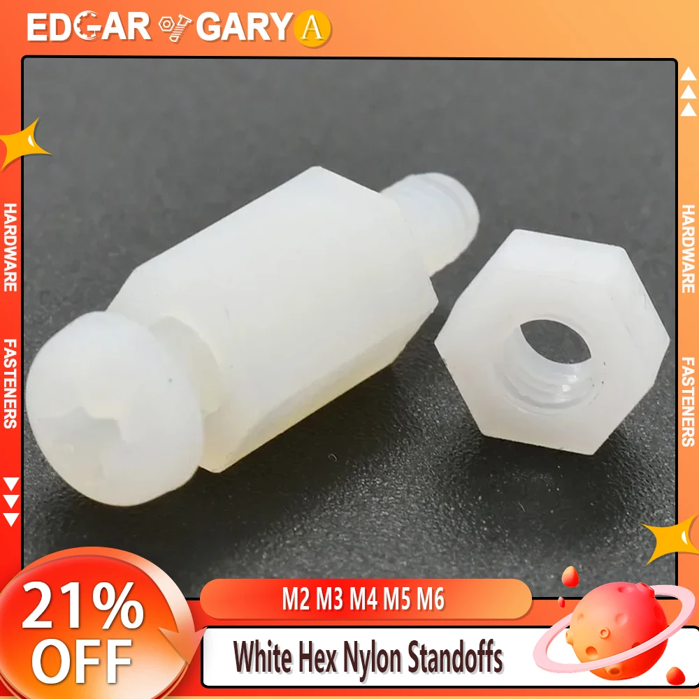 Description Picture 2 of itemM2 M3 M4 M5 M6 White Hex Nylon Standoffs Motherboard Board Rack Mount Stud Spacing Screw Nut Column Set PCB Support Pillars Bolt