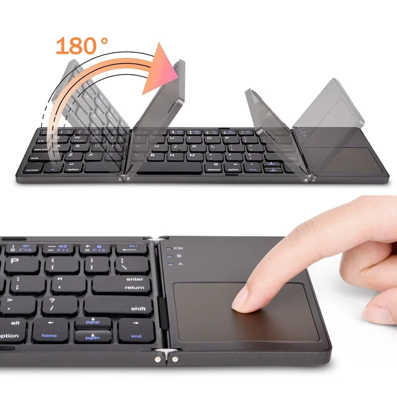 Teclado Dobrável sem Fio com Touchpad Bluetooth Botão Multifuncional Mini Teclado Windows Android Ios Telefone