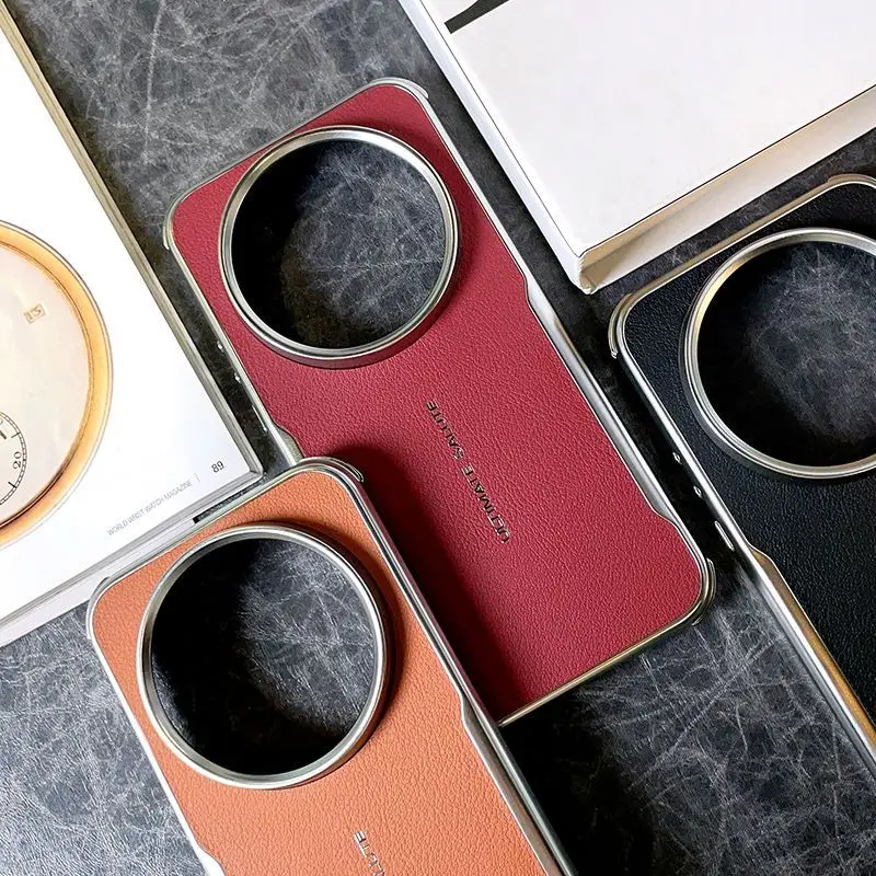 Premium PU Leather Magnetic Wireless Charging Protective Back Cover Case