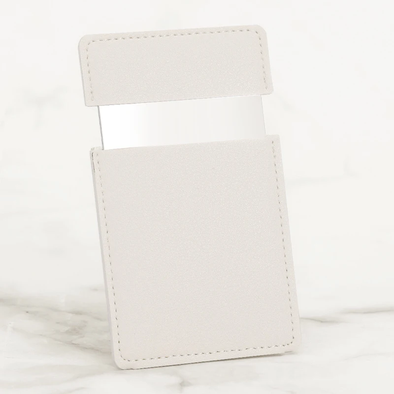 Ultra-thin Cosmetic Mirror Stainless Steel Shatter-Proof Portable PU Leather Sleeve Pocket Card Mirror Makeup makeup mirror
