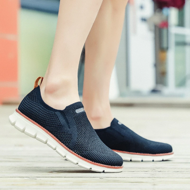 New Men's British Style Shoes Brock Knitted Mesh Casual Oxford Sneakers Slip on Ultra-Light Hollow Footwear Large Size 40-46 5
