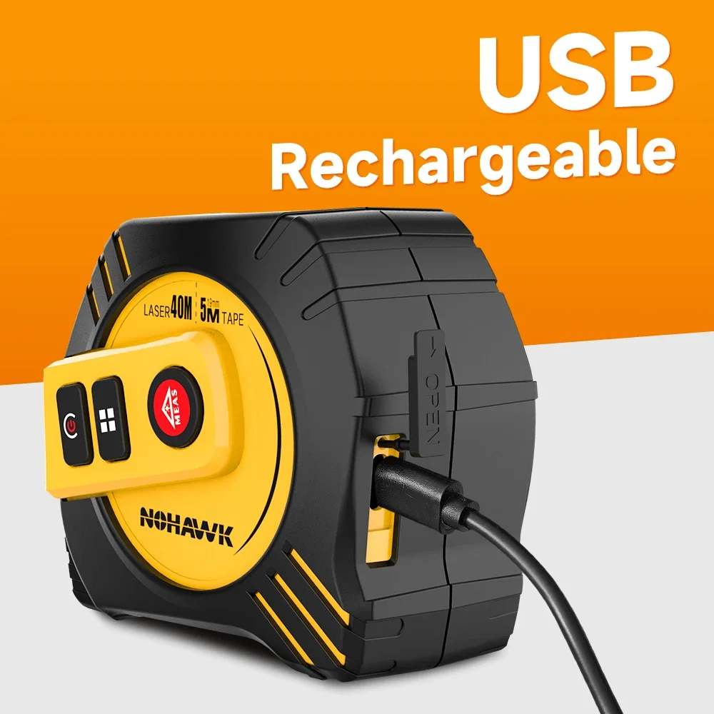 2-in-1 Laser Tape Measure 40/80M Laser Distance Measuring Smart Energy Ruler Hig