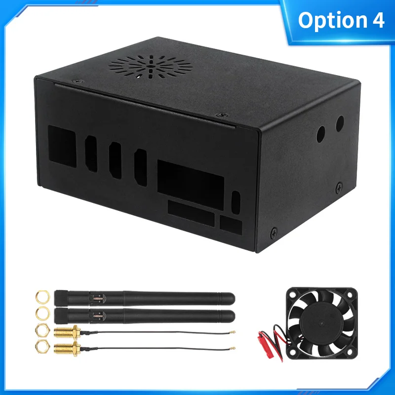 Orange Pi 5 Plus Metal Case with Fan Optional Antenna Aluminum Heatsinks eMMC Wi