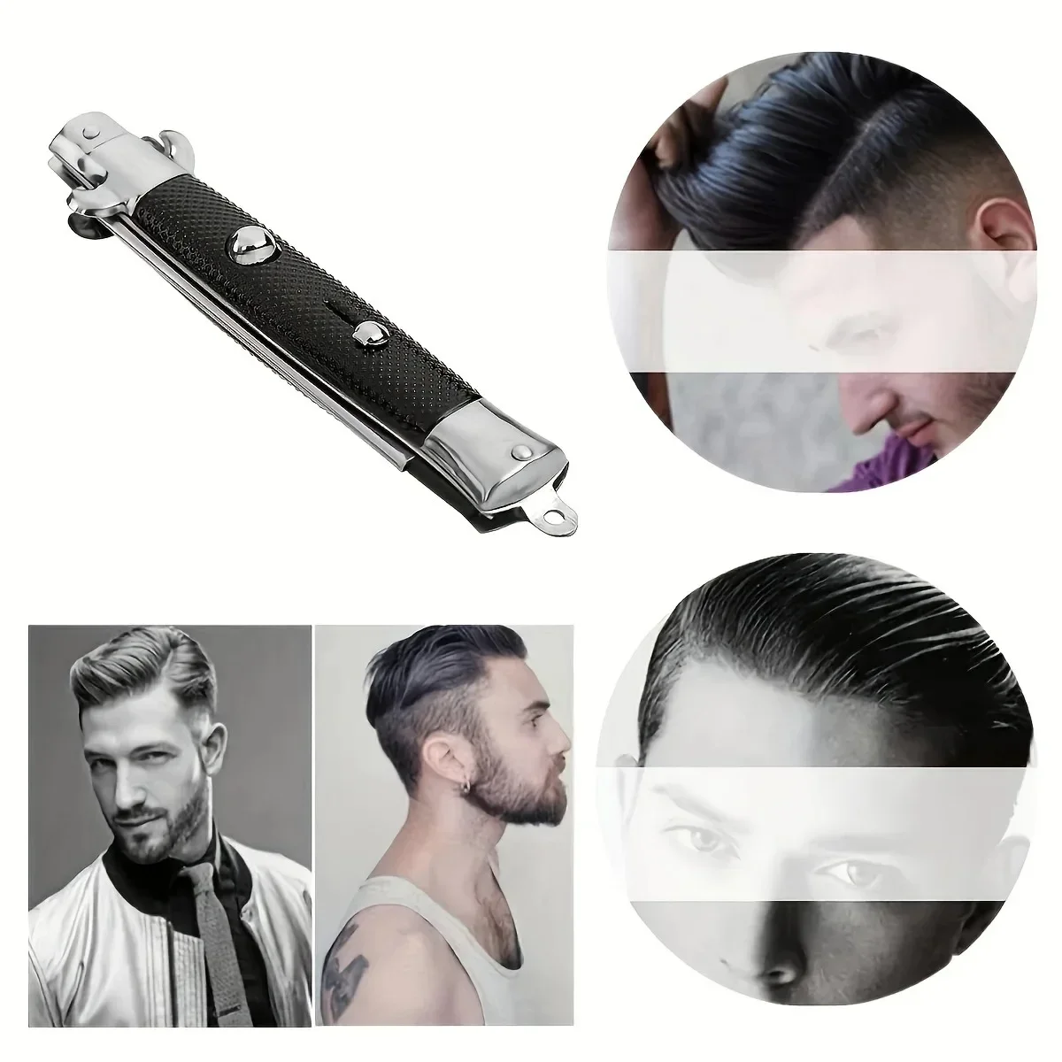 1PC 스위치 블레이드 빗 남자 스타일링 스위치 블레이드 스프링 포켓 휴대용 오일 빗 헤어 커팅 장난감 자동 버튼 브러시 이발사