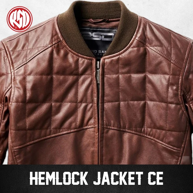 RSD 헴록 윈터 재킷 글래식 남성용 풀 그레인 가죽 바이커 재킷 시그니처 새틴 프린트 안감 내장형 SAS-TEC 아머